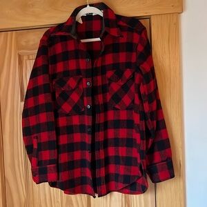 Vintage Woolrich red and black checked long sleeve shirt.